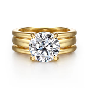 Giova - 14K Yellow Gold Round Diamond Engagement Ring