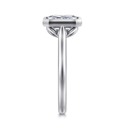 Giovana - 14K White Gold Emerald Cut Bezel Set Diamond Engagement Ring