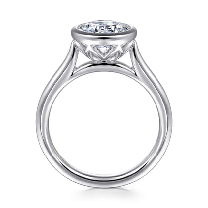 Giovana - 14K White Gold Round Bezel Set Diamond Engagement Ring
