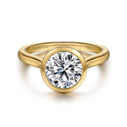 Giovana - 14K Yellow Gold Bezel Set Round Diamond Engagement Ring