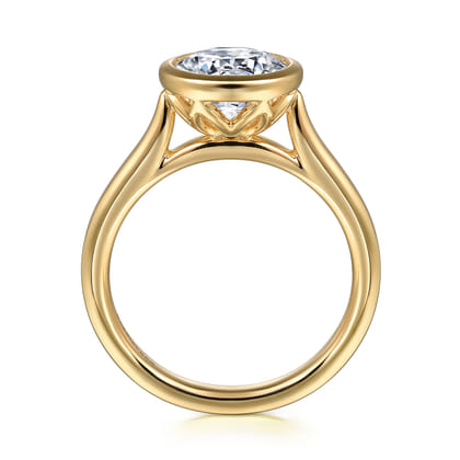 Giovana - 14K Yellow Gold Bezel Set Round Diamond Engagement Ring