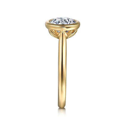 Giovana - 14K Yellow Gold Bezel Set Round Diamond Engagement Ring