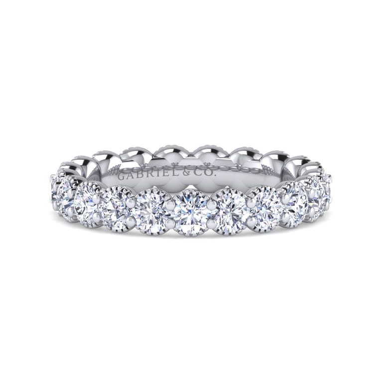 Eternity Band Wedding Ring in 14k White Gold with Round Natural Diamond at Gabriel & Co. - Shot 1