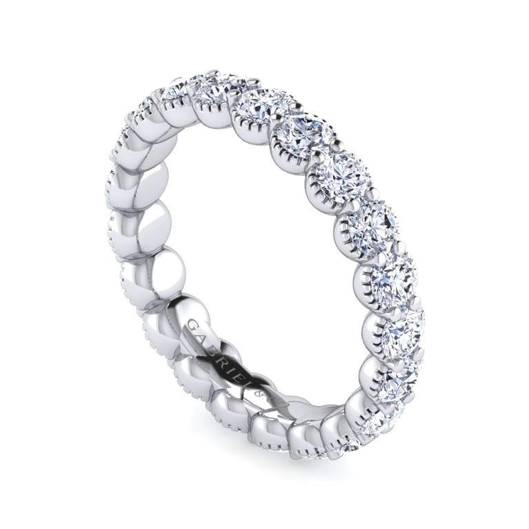 Eternity Band Wedding Ring in 14k White Gold with Round Natural Diamond at Gabriel & Co. - Shot 3
