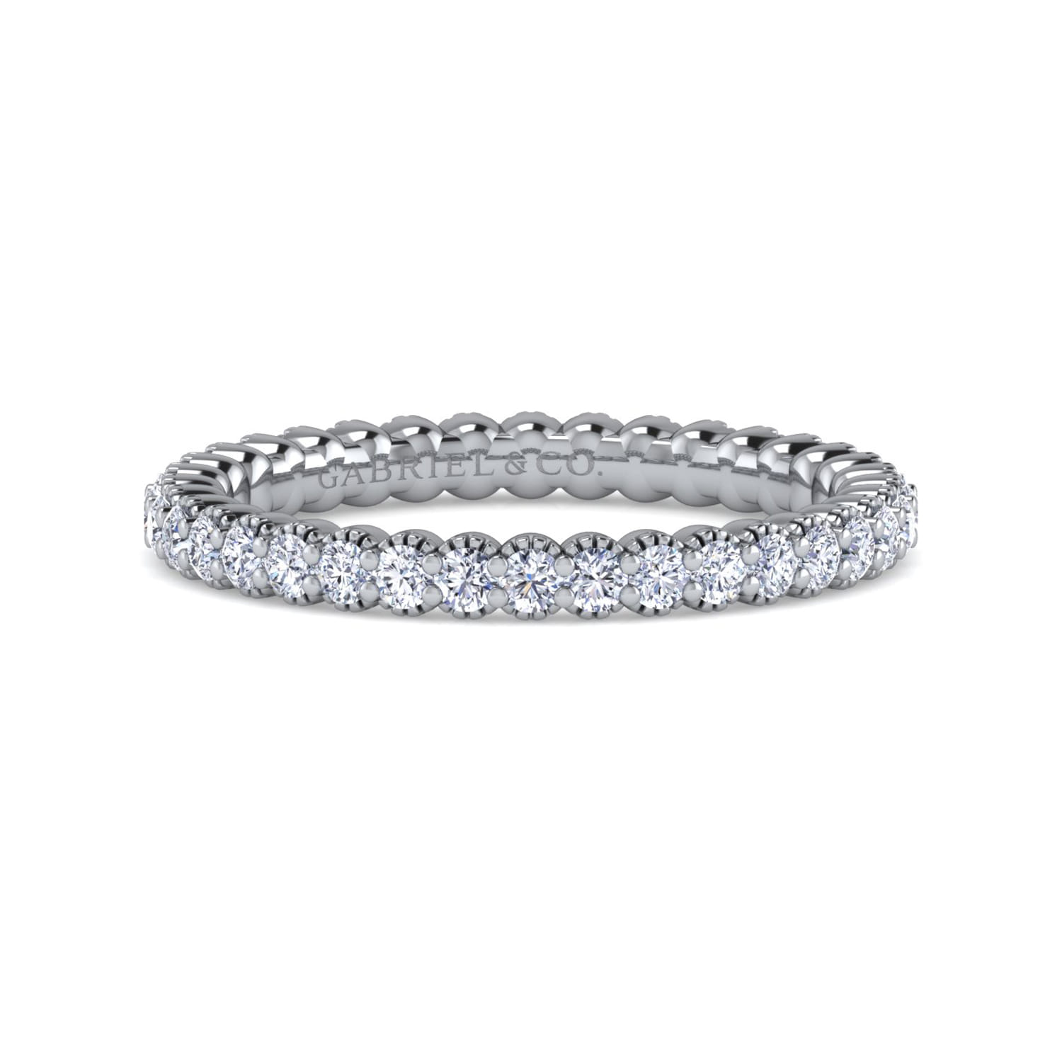Eternity Band Wedding Ring in 14k White Gold with Round Natural Diamond at Gabriel & Co. - Shot 1