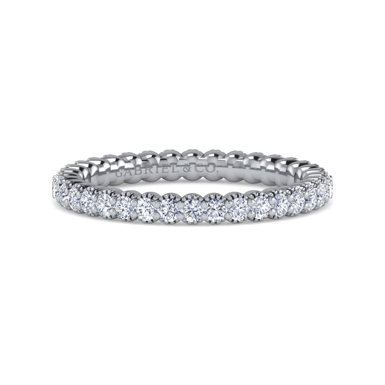 Eternity Band Wedding Ring in 14k White Gold with Round Natural Diamond at Gabriel & Co. - Shot 1