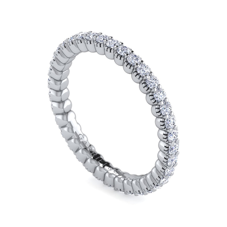 Eternity Band Wedding Ring in 14k White Gold with Round Natural Diamond at Gabriel & Co. - Shot 3