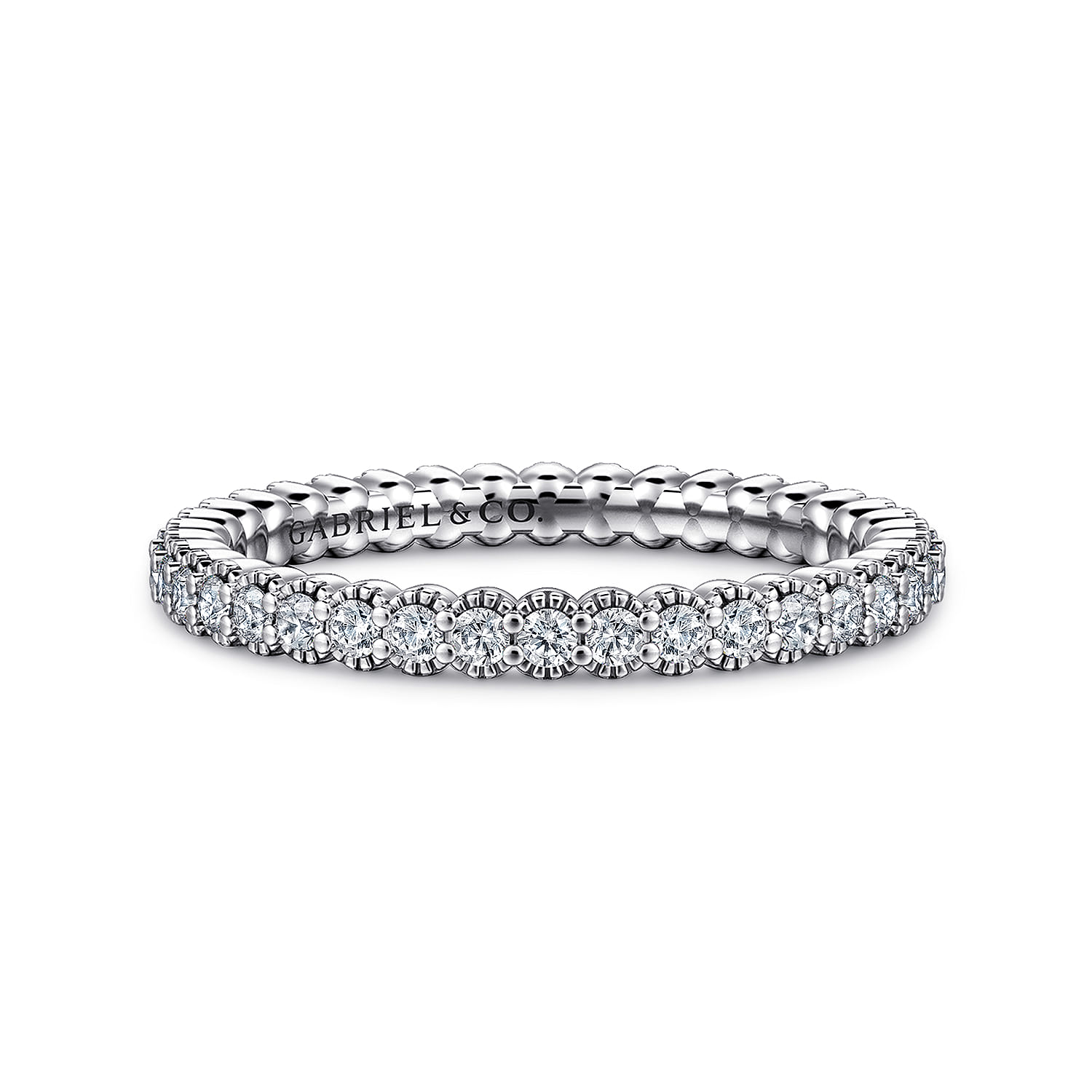 Eternity Band Wedding Ring in 14k White Gold with Round Natural Diamond at Gabriel & Co. - Shot 1
