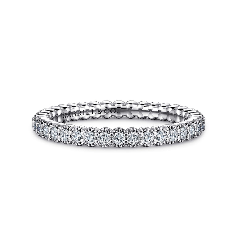 Eternity Band Wedding Ring in 14k White Gold with Round Natural Diamond at Gabriel & Co. - Shot 1