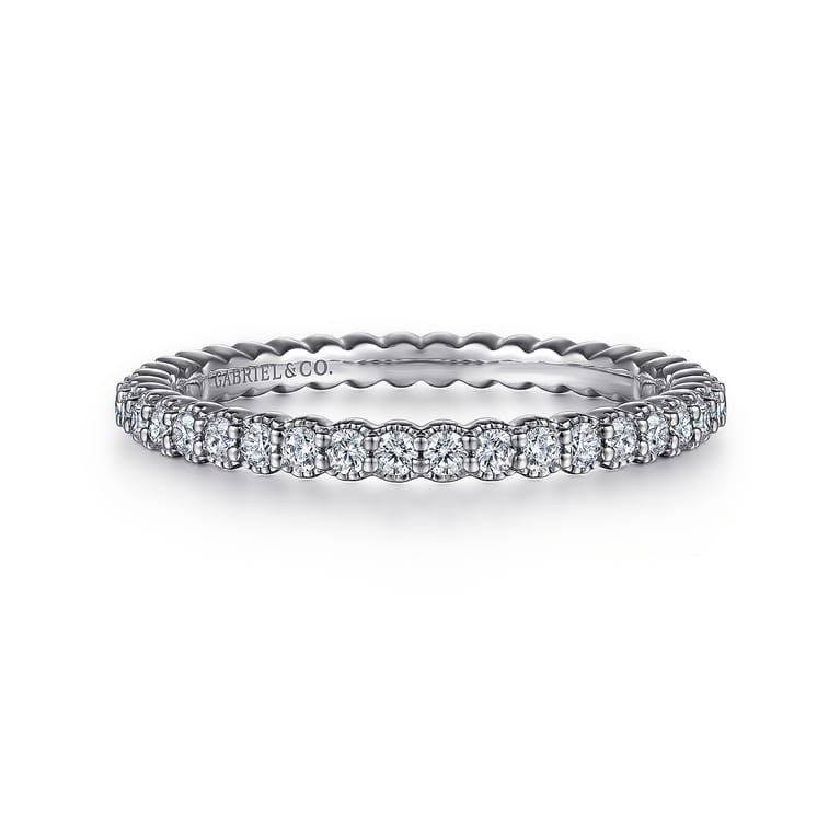 Eternity Band Wedding Ring in 14k White Gold with Round Natural Diamond at Gabriel & Co. - Shot 1