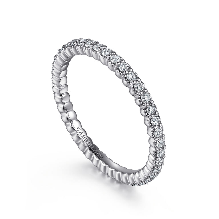 Eternity Band Wedding Ring in 14k White Gold with Round Natural Diamond at Gabriel & Co. - Shot 3