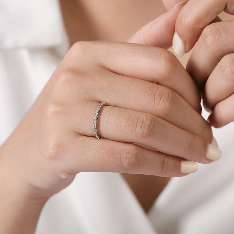 Eternity Band Wedding Ring in 14k White Gold with Round Natural Diamond at Gabriel & Co. - Shot 5