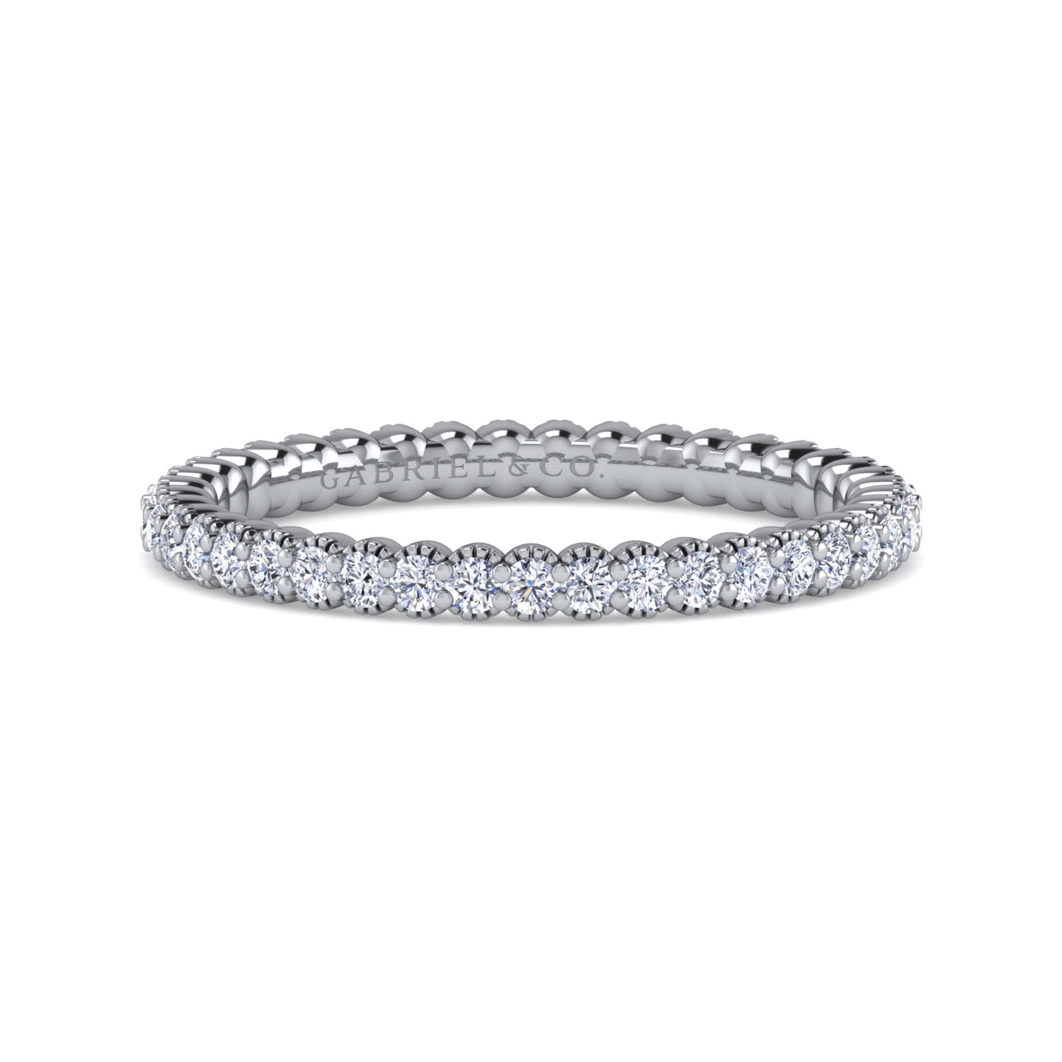 Eternity Band Wedding Ring in 14k White Gold with Round Natural Diamond at Gabriel & Co. - Shot 1