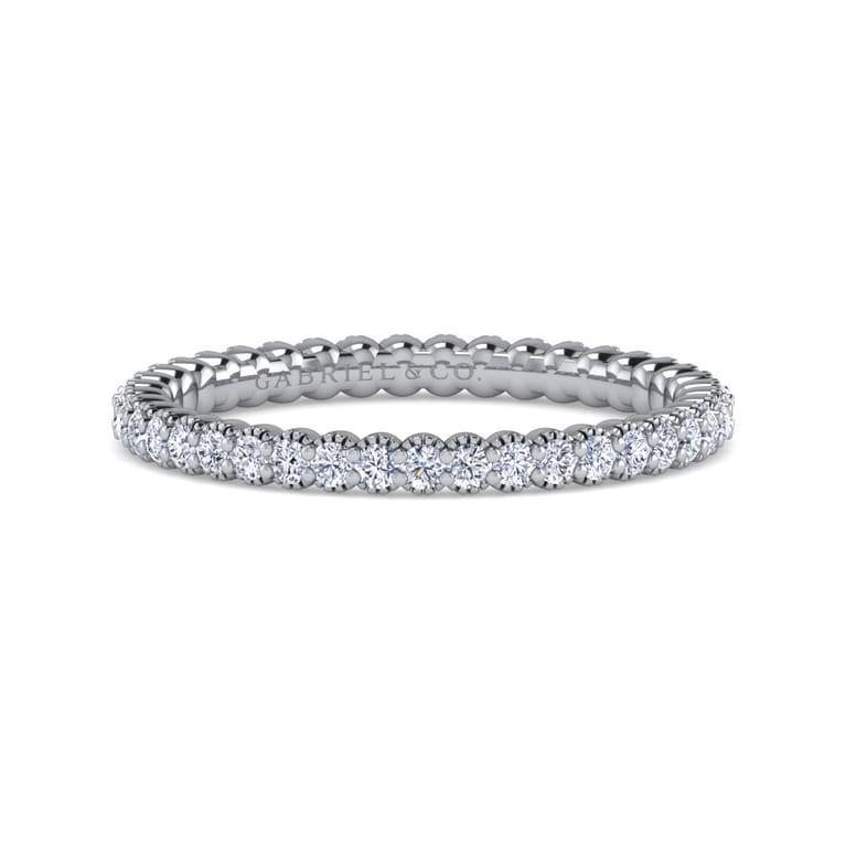 Eternity Band Wedding Ring in 14k White Gold with Round Natural Diamond at Gabriel & Co. - Shot 1