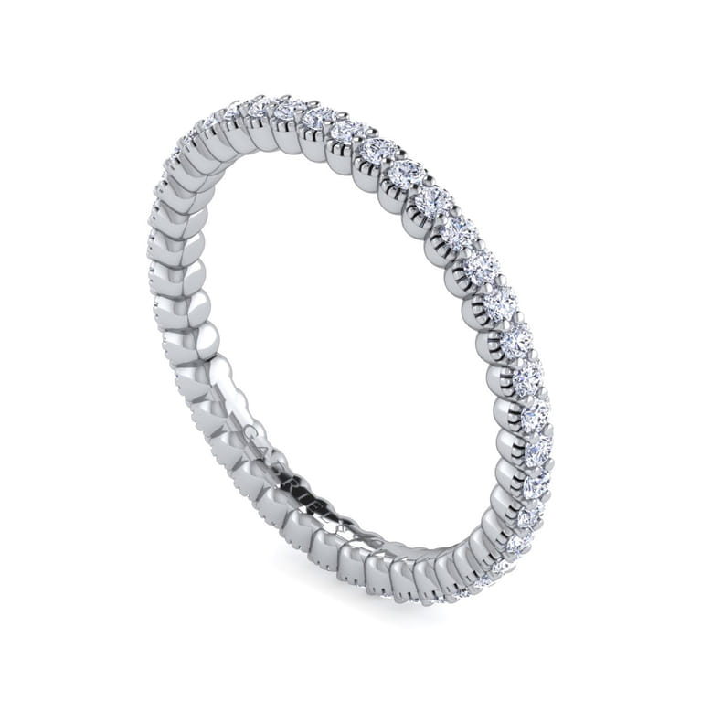 Eternity Band Wedding Ring in 14k White Gold with Round Natural Diamond at Gabriel & Co. - Shot 3