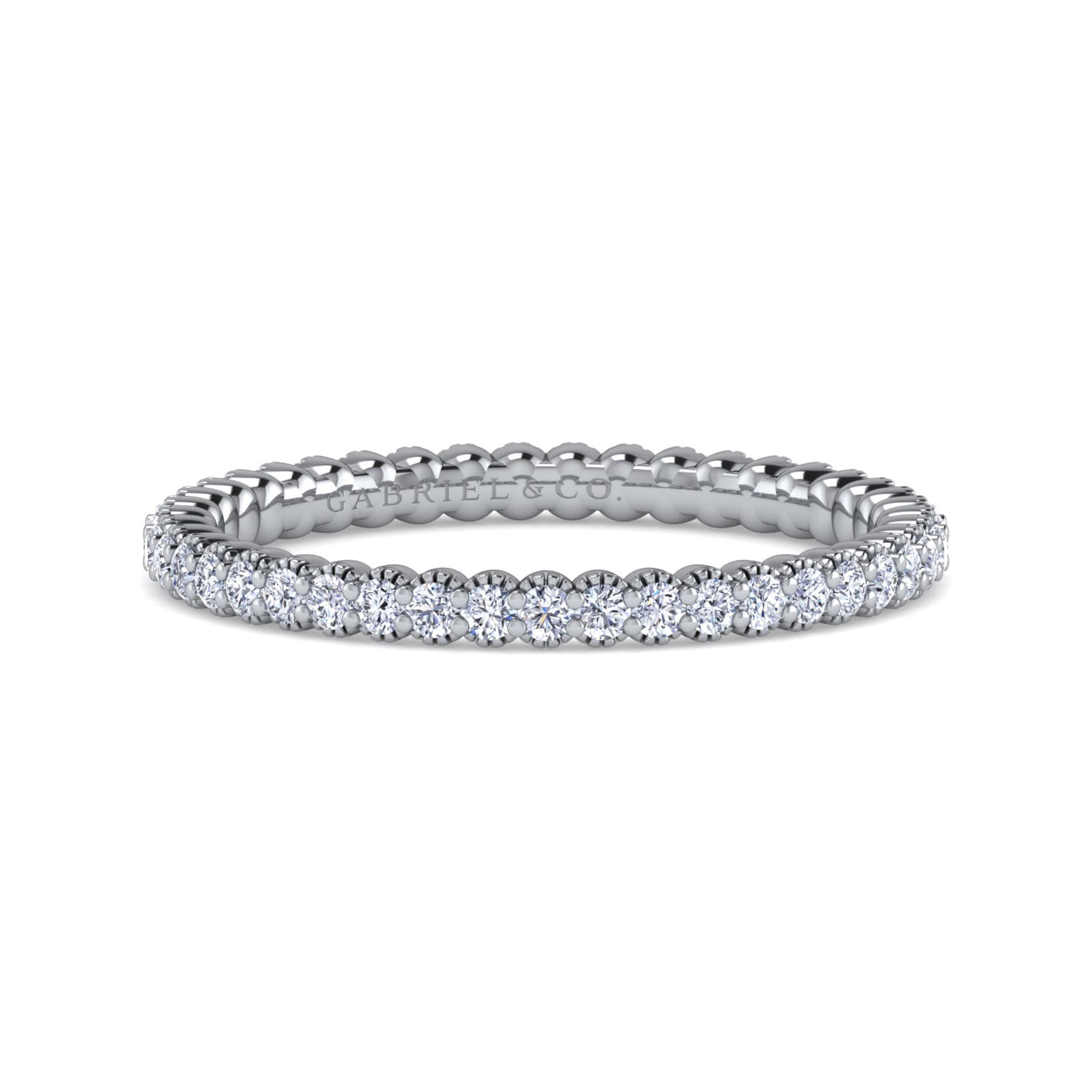 Eternity Band Wedding Ring in 14k White Gold with Round Natural Diamond at Gabriel & Co. - Shot 1