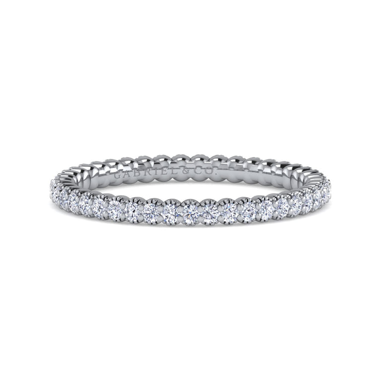 Eternity Band Wedding Ring in 14k White Gold with Round Natural Diamond at Gabriel & Co. - Shot 1