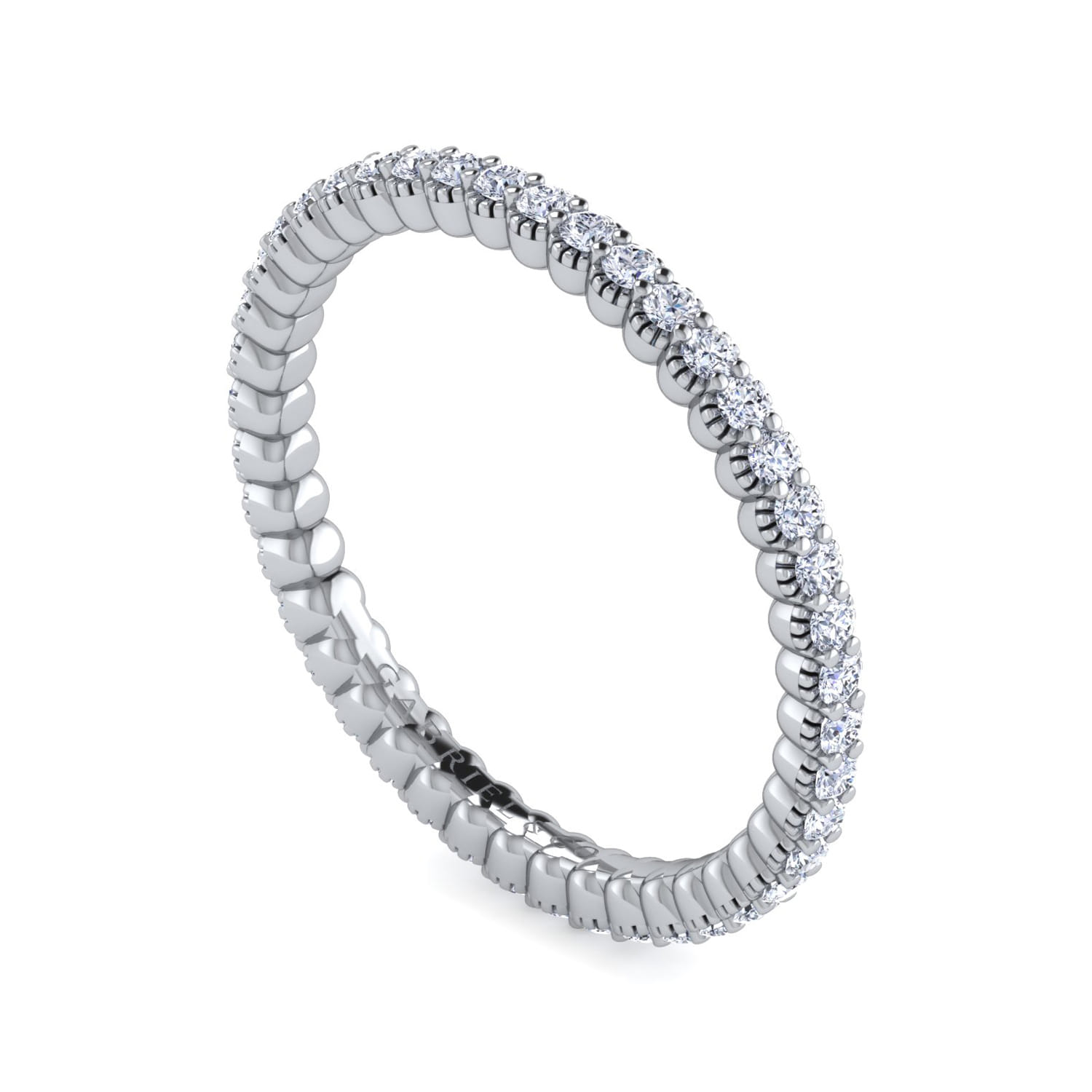 Eternity Band Wedding Ring in 14k White Gold with Round Natural Diamond at Gabriel & Co. - Shot 3