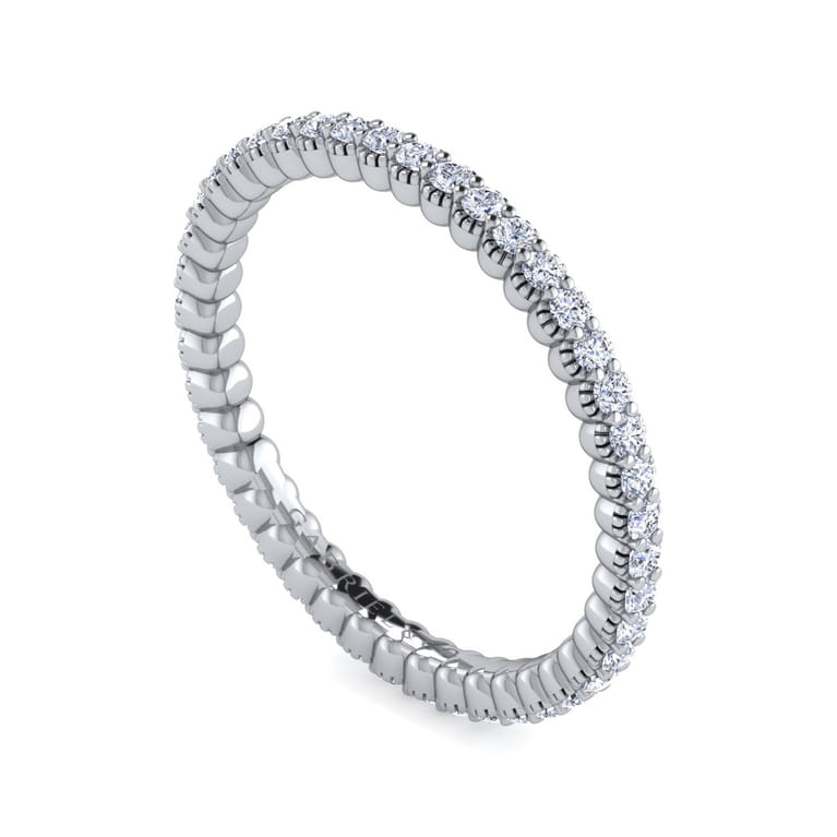 Eternity Band Wedding Ring in 14k White Gold with Round Natural Diamond at Gabriel & Co. - Shot 3
