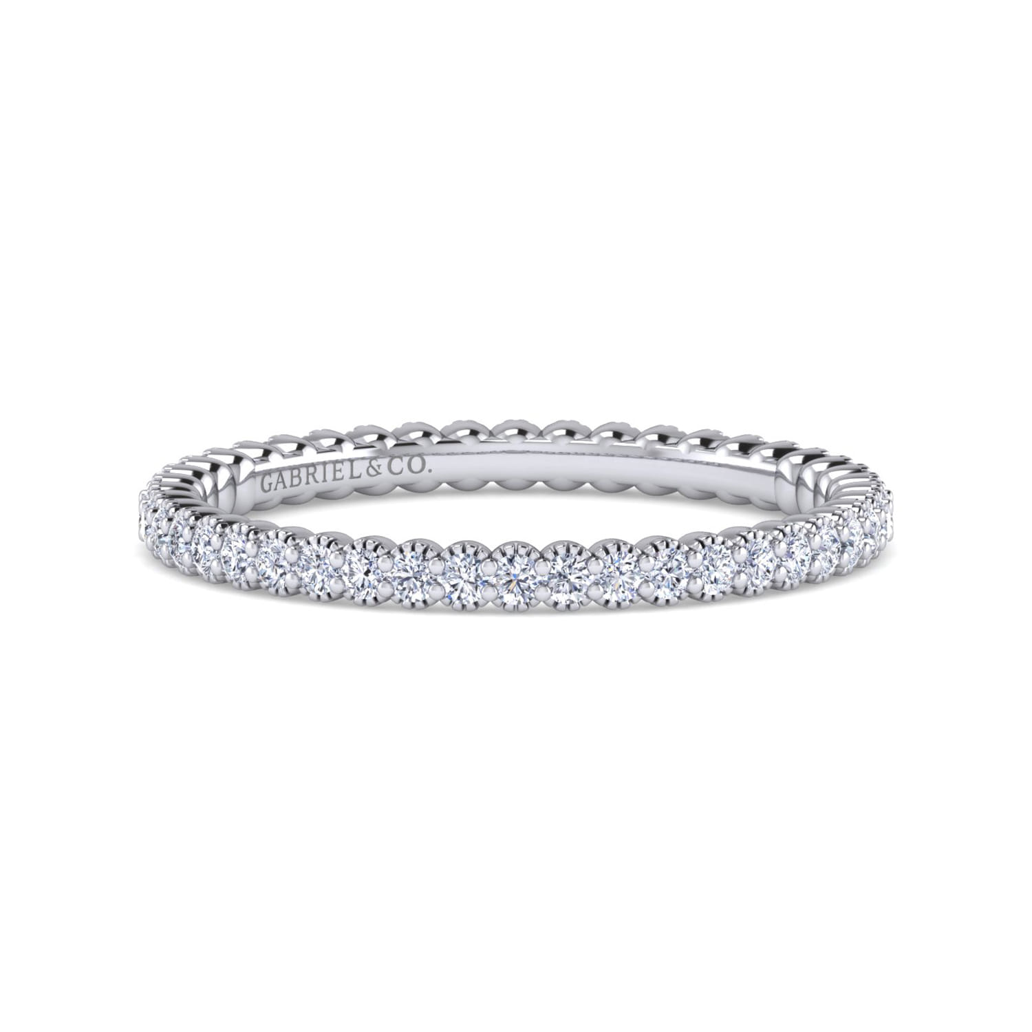 Eternity Band Wedding Ring in 14k White Gold with Round Natural Diamond at Gabriel & Co. - Shot 1