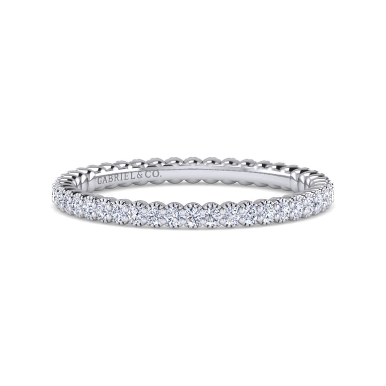 Eternity Band Wedding Ring in 14k White Gold with Round Natural Diamond at Gabriel & Co. - Shot 1