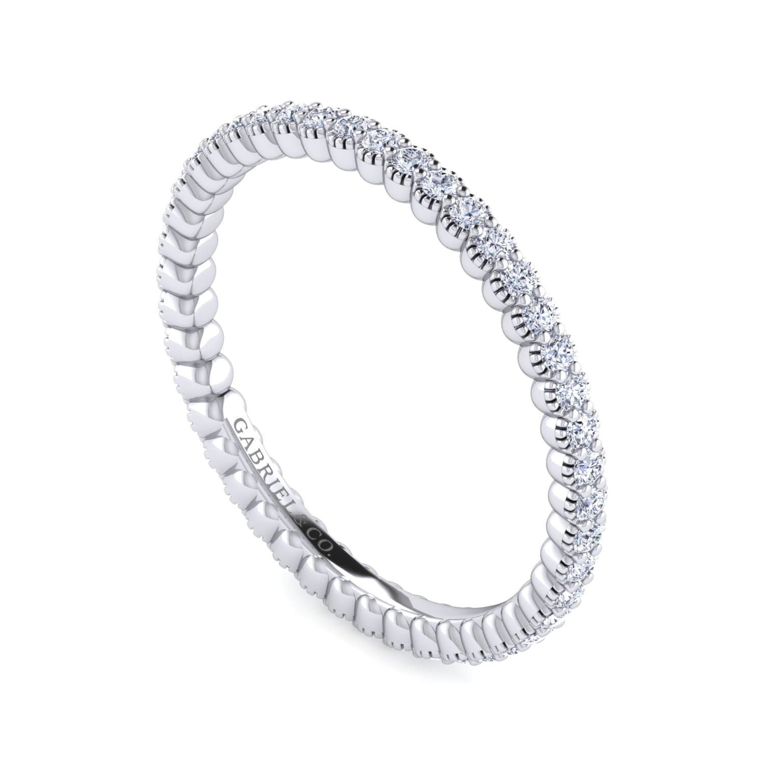 Eternity Band Wedding Ring in 14k White Gold with Round Natural Diamond at Gabriel & Co. - Shot 3
