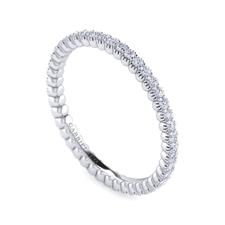 Eternity Band Wedding Ring in 14k White Gold with Round Natural Diamond at Gabriel & Co. - Shot 3