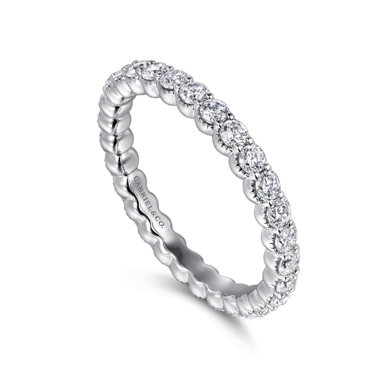 Eternity Band Wedding Ring in 14k White Gold with Round Natural Diamond at Gabriel & Co. - Shot 2