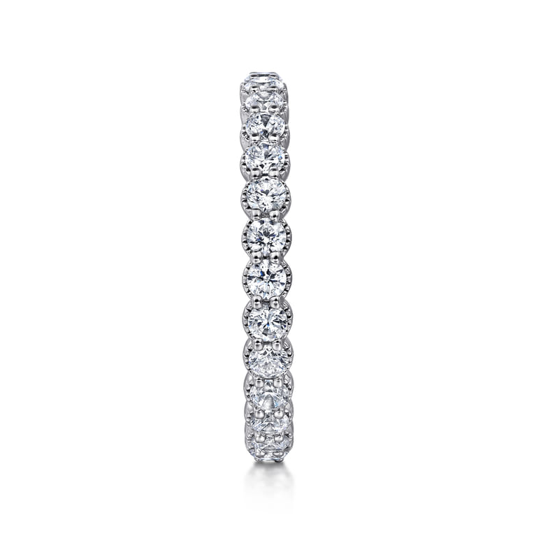 Eternity Band Wedding Ring in 14k White Gold with Round Natural Diamond at Gabriel & Co. - Shot 4