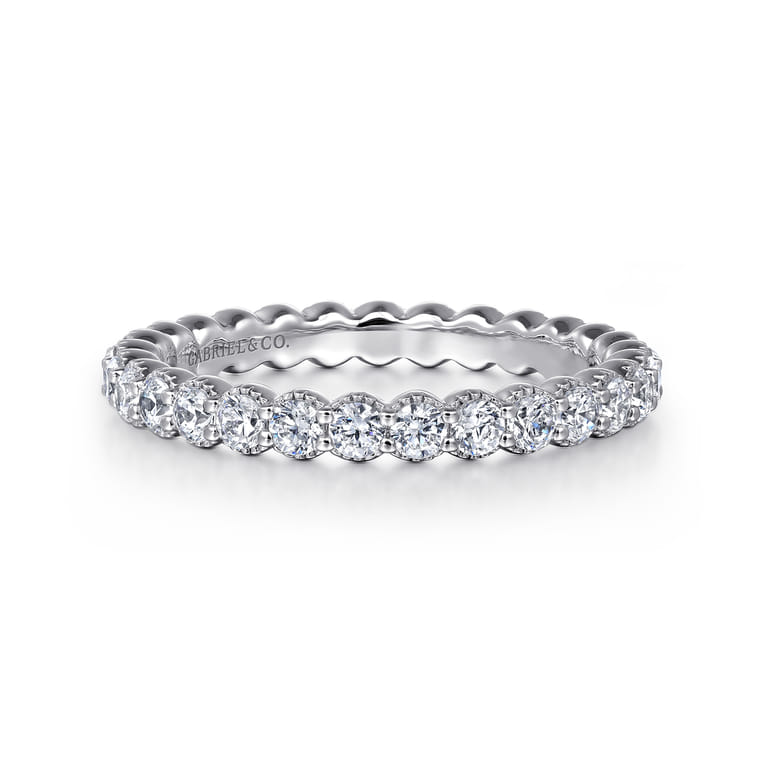 Eternity Band Wedding Ring in 14k White Gold with Round Natural Diamond at Gabriel & Co. - Shot 1