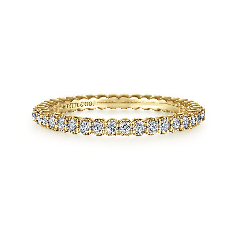 Eternity Band Wedding Ring in 14k Yellow Gold with Round Natural Diamond at Gabriel & Co. - Shot 1