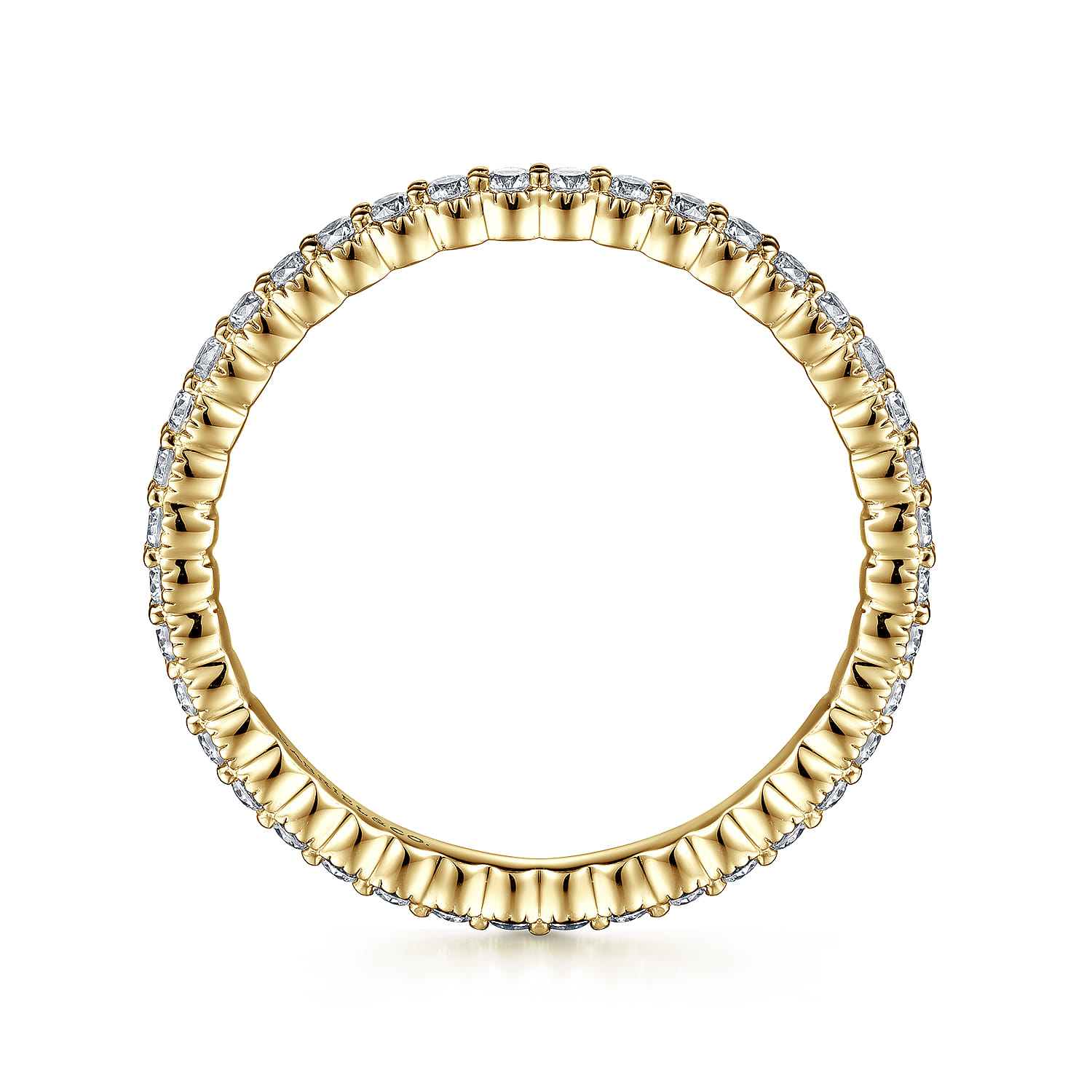 Eternity Band Wedding Ring in 14k Yellow Gold with Round Natural Diamond at Gabriel & Co. - Shot 2