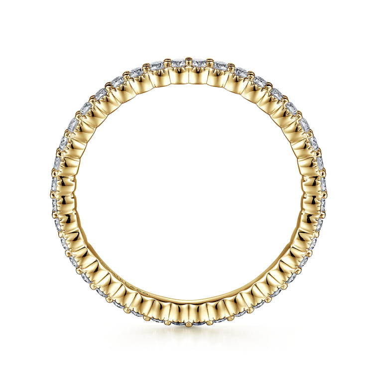 Eternity Band Wedding Ring in 14k Yellow Gold with Round Natural Diamond at Gabriel & Co. - Shot 2