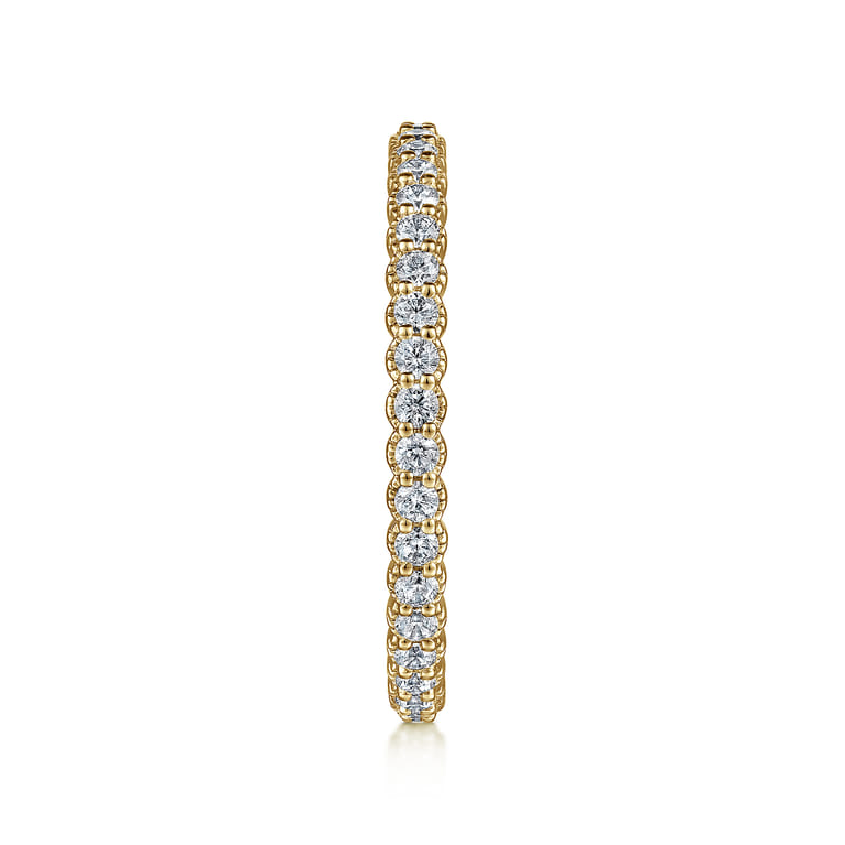 Eternity Band Wedding Ring in 14k Yellow Gold with Round Natural Diamond at Gabriel & Co. - Shot 4