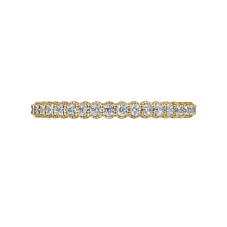 Eternity Band Wedding Ring in 14k Yellow Gold with Round Natural Diamond at Gabriel & Co. - Shot 5