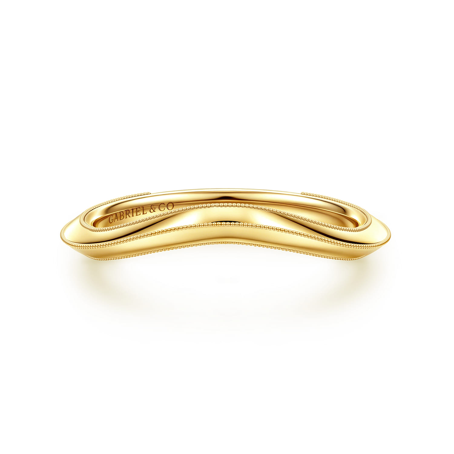 Curved Wedding Ring in 14k Yellow Gold with   at Gabriel & Co. - Shot 1