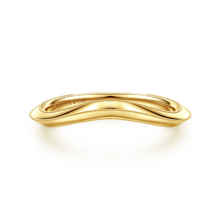 Curved Wedding Ring in 14k Yellow Gold with   at Gabriel & Co. - Shot 1