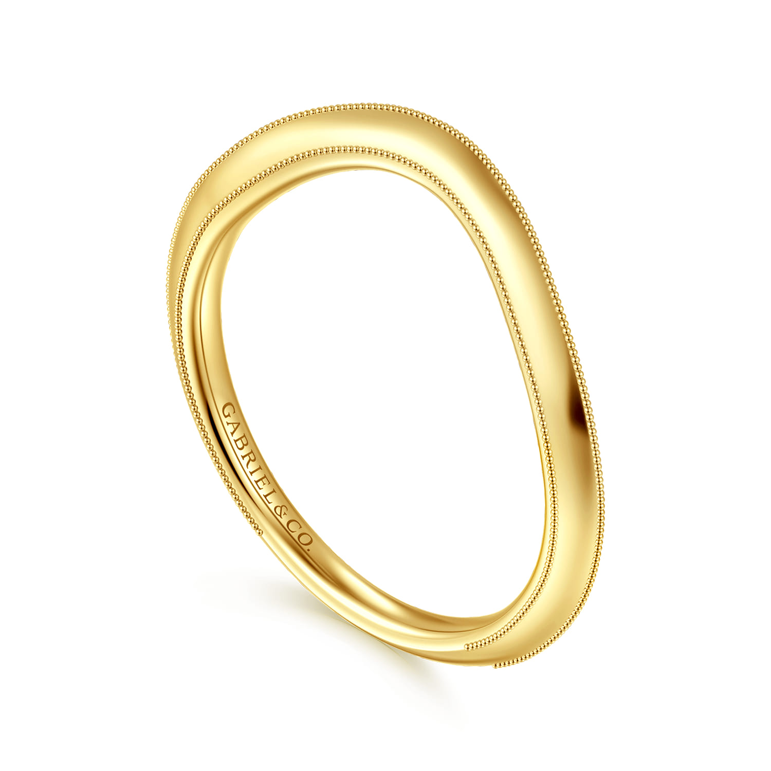 Curved Wedding Ring in 14k Yellow Gold with   at Gabriel & Co. - Shot 3