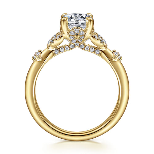 Gita - 14K Yellow Gold Round Diamond Engagement Ring - 0.27 ct - Shot 2