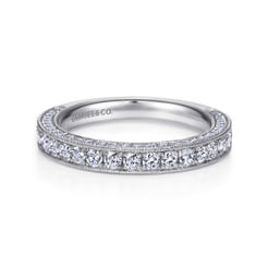 Giulia - 14K White Gold Micro Pave Diamond Wedding Band