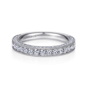 Giulia - 14K White Gold Micro Pave Diamond Wedding Band