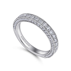 Giulia - 14K White Gold Micro Pave Diamond Wedding Band