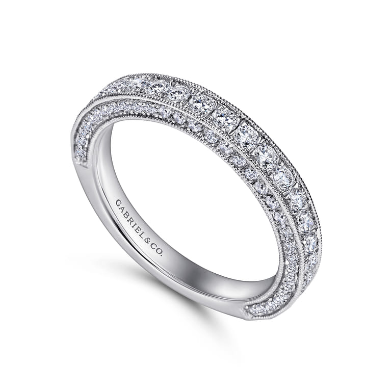 Straight Wedding Ring in 14k White Gold with Round Natural Diamond at Gabriel & Co. - Shot 3