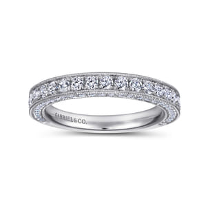Giulia - 14K White Gold Micro Pave Diamond Wedding Band