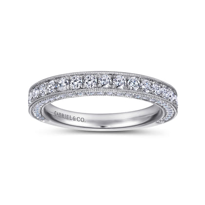 Giulia - 14K White Gold Micro Pave Diamond Wedding Band