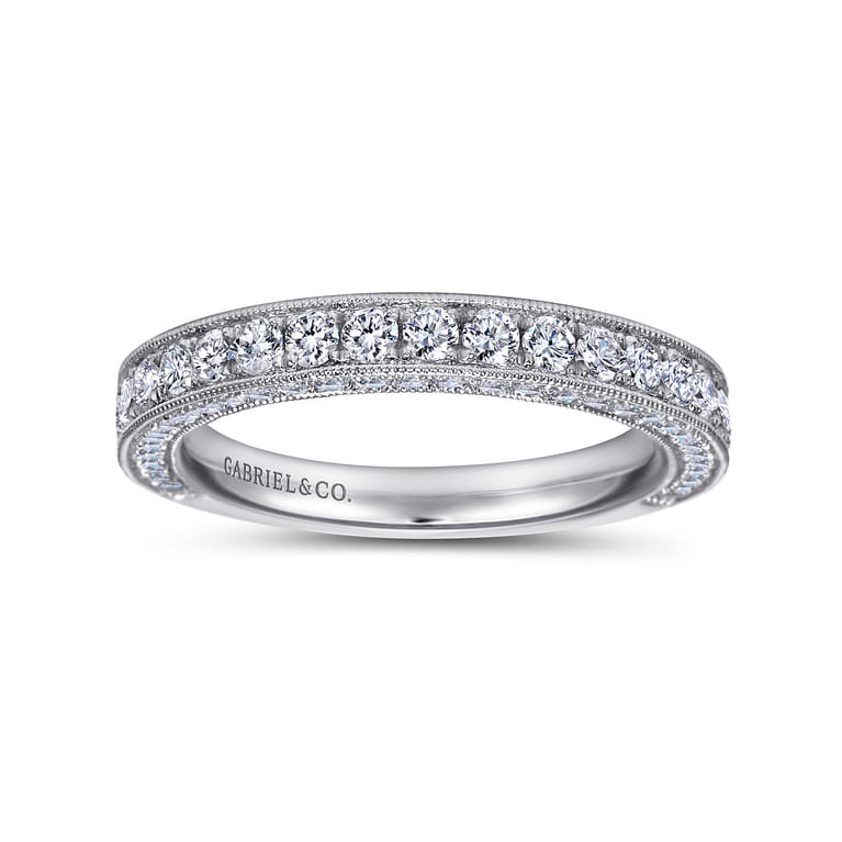Straight Wedding Ring in 14k White Gold with Round Natural Diamond at Gabriel & Co. - Shot 4