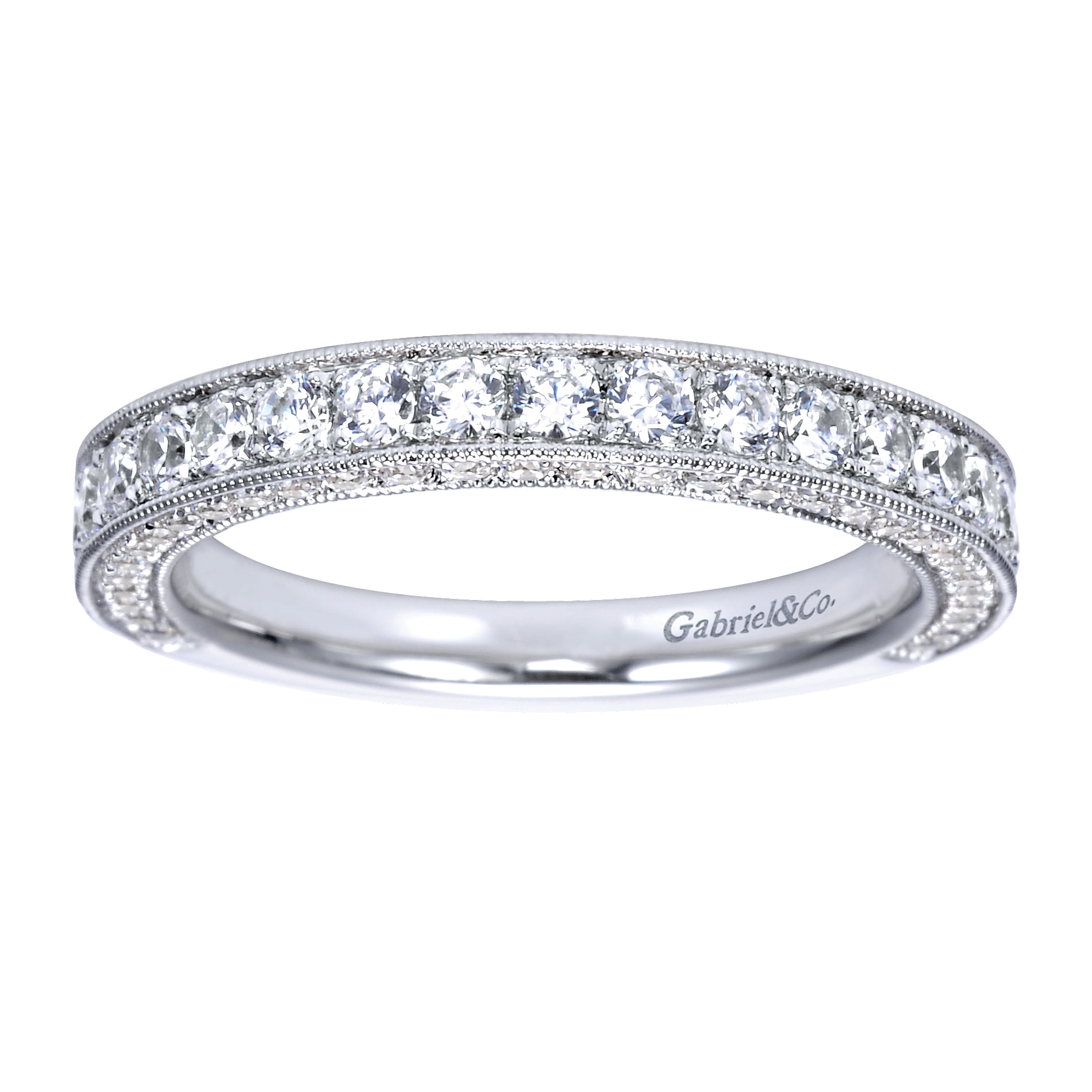 Giulia - 14K White Gold Micro Pave Diamond Wedding Band