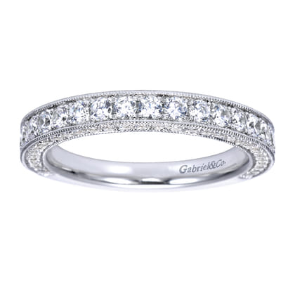 Giulia - 14K White Gold Micro Pave Diamond Wedding Band