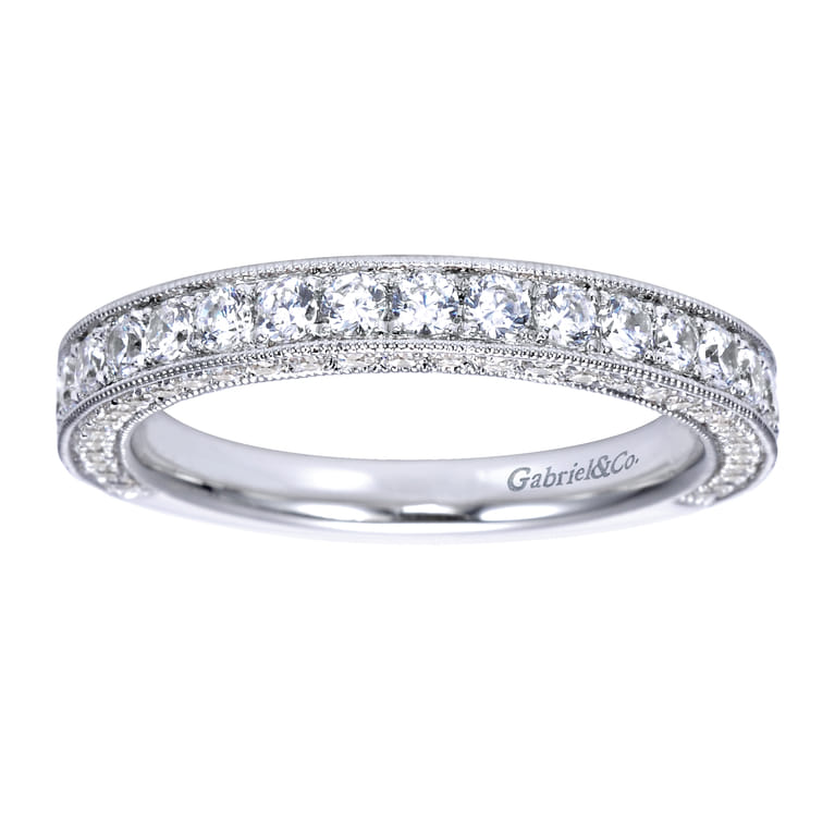 Straight Wedding Ring in 14k White Gold with Round Natural Diamond at Gabriel & Co. - Shot 5