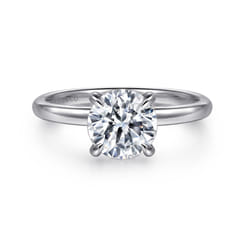 Grasey - 14K White Gold Round Solitaire Diamond Engagement Ring